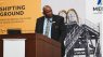 Memsa CEO Lehlohonolo Molloyi standing at a podium addressing delegates and speakers at last year’s Mind Shift Conference