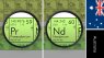 Image of flag and periodic table symbols of neodymium and praseodymium