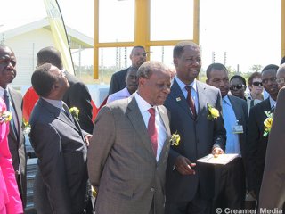 Zimbabwe's Transport, Communications and Infrastructural Development Minister Nicholas Goche at the opening of the Ntabazinduna toll plaza outside Bulawayo.