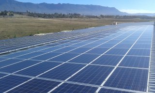BIGGEST IN THE CAPE The solar panel array spans two cold-storage buildings, covering 3 800 m2 at Ceres Koelkamers