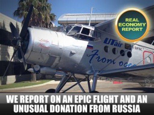 We report on an epic flight and an unusual donation from Russia