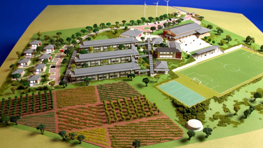 SUSTAINABLEThe high school will have three wind turbines, a solar hybrid system, energy efficient lighting and a secure water supply involving rainwater catchment systems