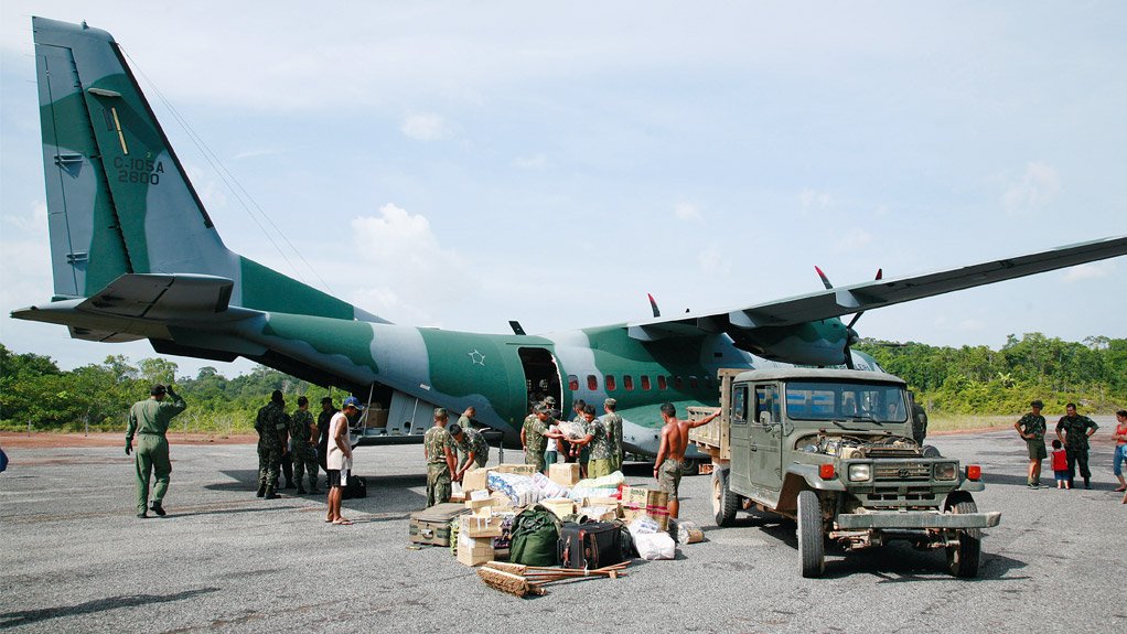 SATISFIED CUSTOMER A Brazilian Air Force C295 on a civil support mission somewhere in Amazonia 
