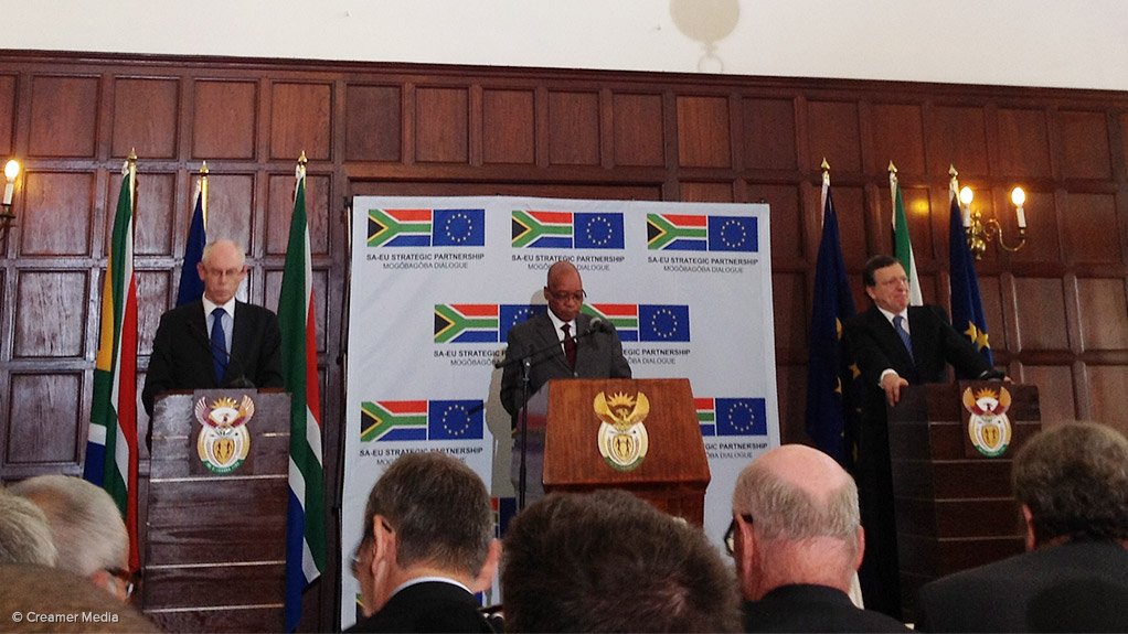 European Council president Herman van Rompuy, President Jacob Zuma and European Commission president Jose Manuel Barroso