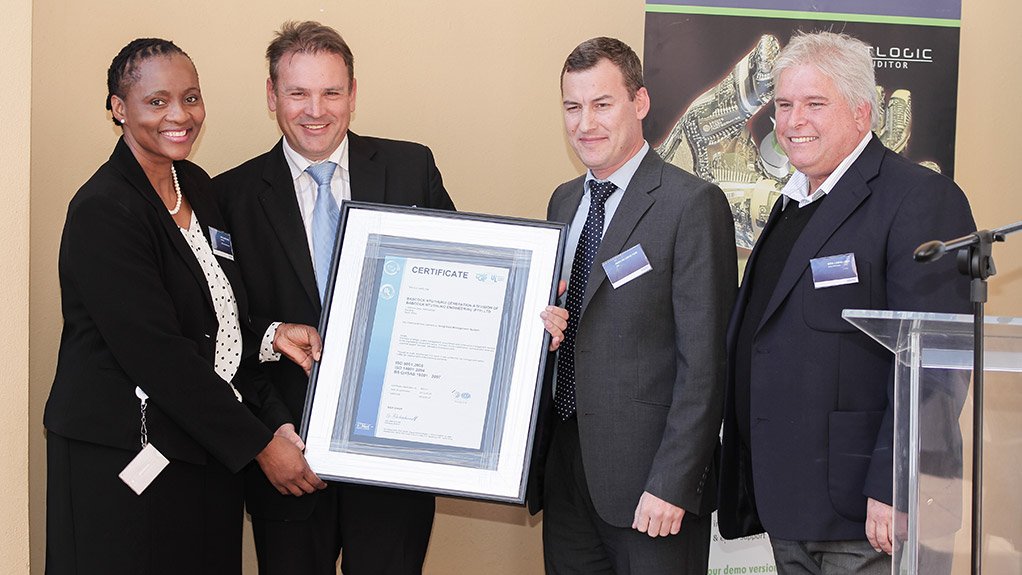 THREE-IN-ONE ACCREDITATIONFrom left: Babcock SHEQ GM Mpho Matshane, Babcock Engineering MD Cecil Oates, DQS South Africa MD Francois Labuschagne and Babcock Africa group risk manager Koos Cornelissen at the handover ceremony