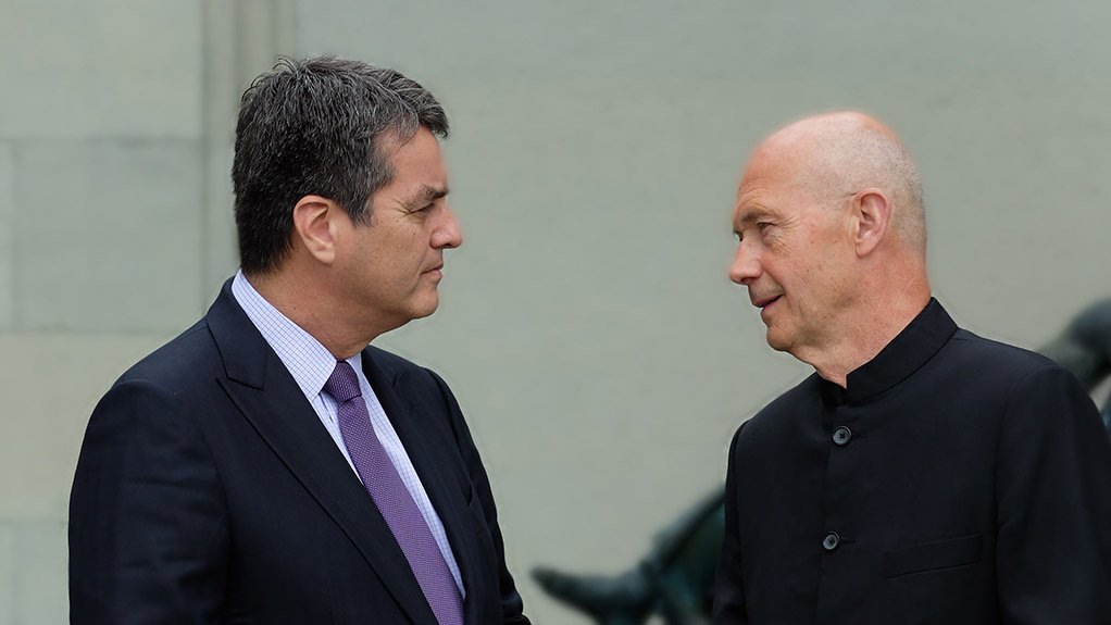 New World Trade Organisation director-general Roberto Azevêdo and former director-general Pascal Lamy