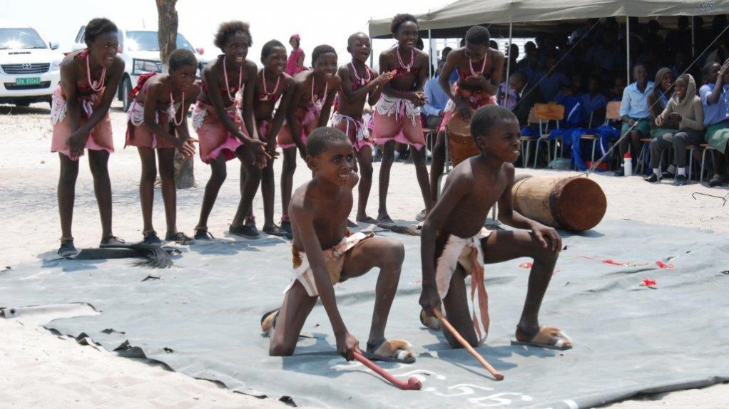 Uukwiyuushona Combined School learners perform a traditional dance