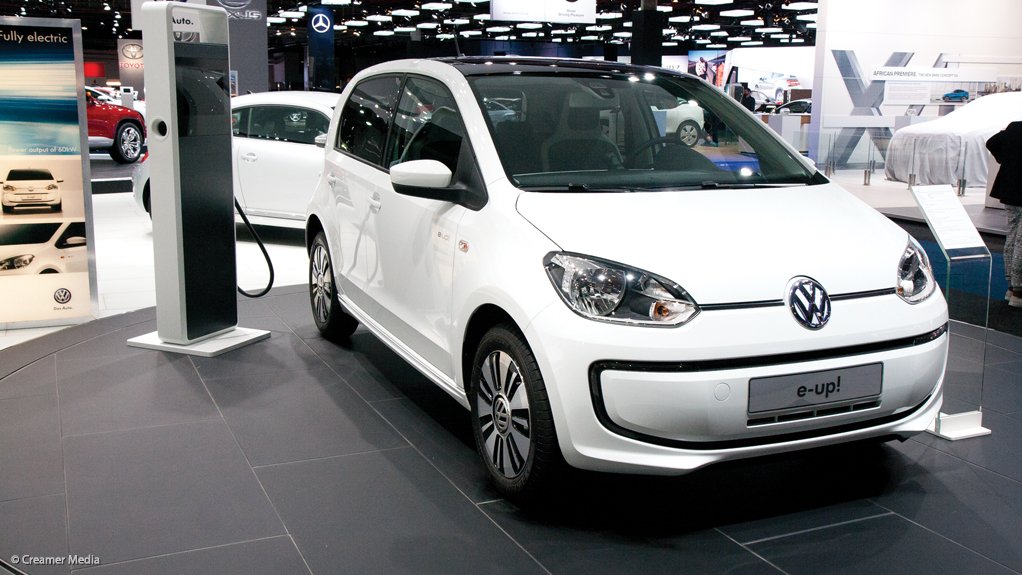 E-UP The E-UP, the electric model of the small city car not available in South Africa, is on show at Volkswagen's stand. It has a 160 km range