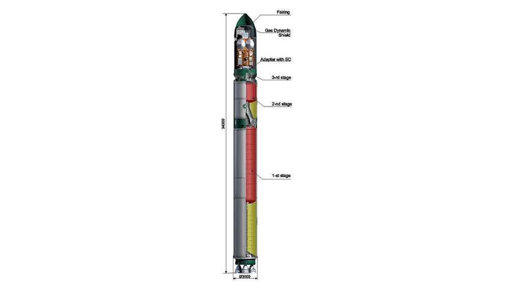A cut-away illustration of the Dnepr rocket