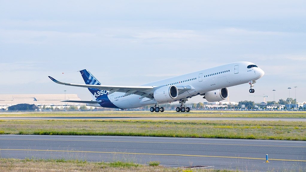 THIRD BUT SECOND MSN3, the second A350 XWB to fly, makes its maiden takeoff at Toulouse Blagnac Airport 