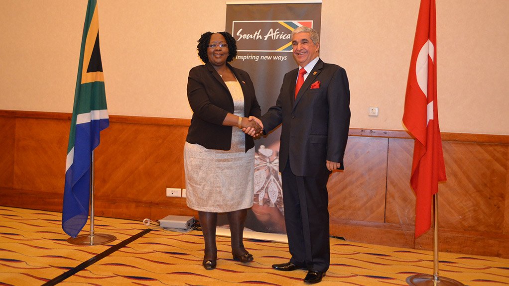 Deputy Trade and Industry Minister Elizabeth Thabethe and DEIK Turkey-Africa Business Council chairperson Tamer Taskin
