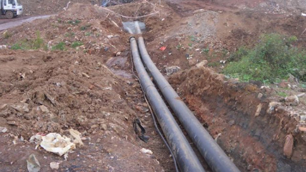 Main gas collection pipes at the Robinson Deep landfill site