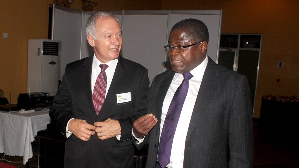CEO Henry Laas with Zambian Mines, Energy and Water Development Minister Christopher Yaluma