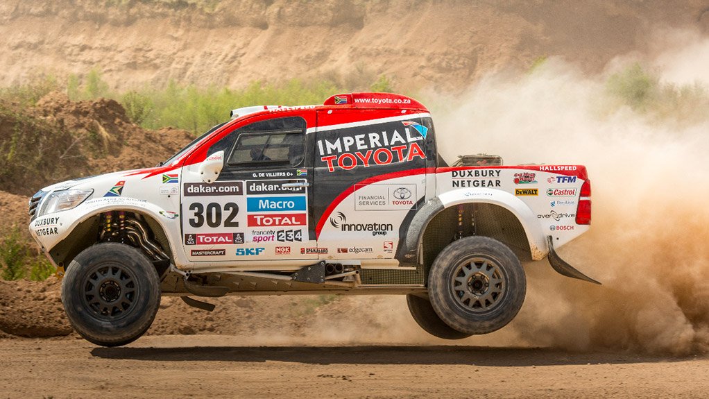 The Toyota Imperial Hilux team in action at the 2104 Dakar Rally