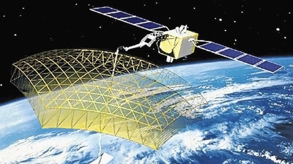 An artist's impression of a Kondor radar surveillance satellite in orbit
