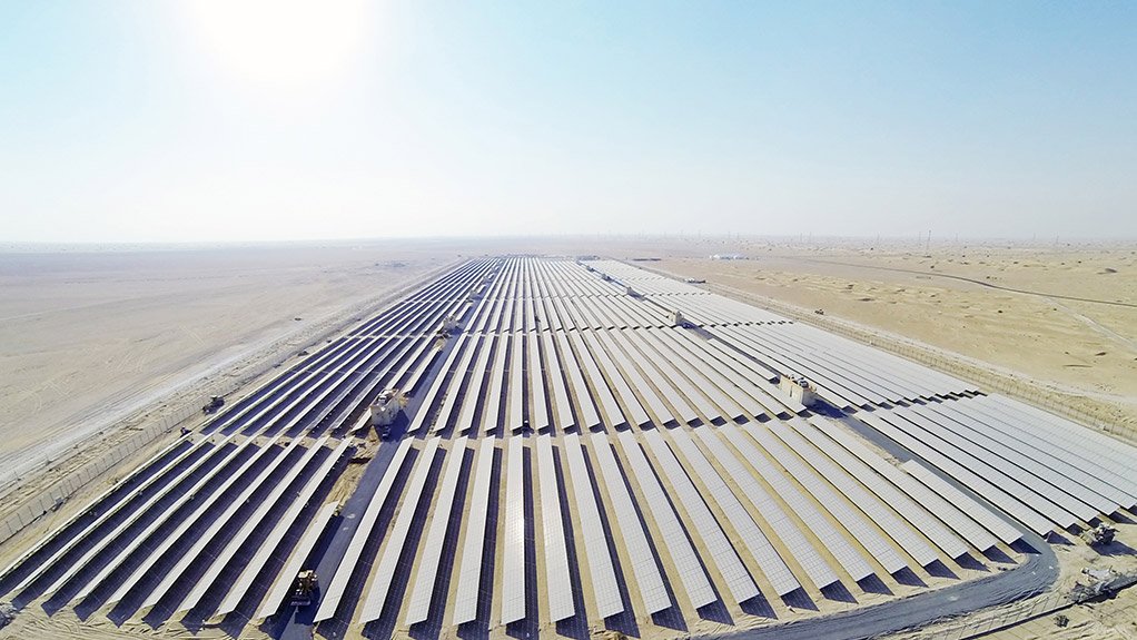 The DEWA 13 solar facility, in Seih Al Dahal, about 50 km south of Dubai, in the UAE