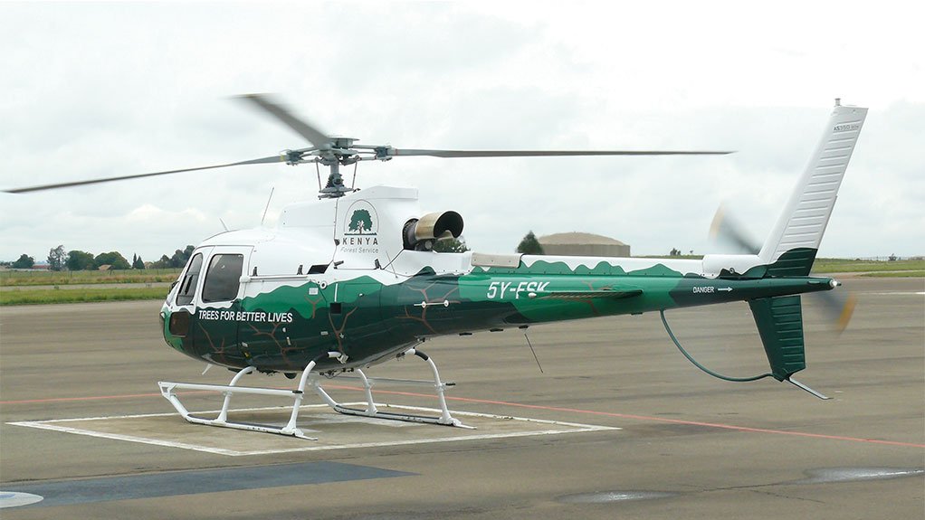 RISING MARKET An Airbus Helicopter AS350 Squirrel of the Kenya Forest Service preparing for take off 