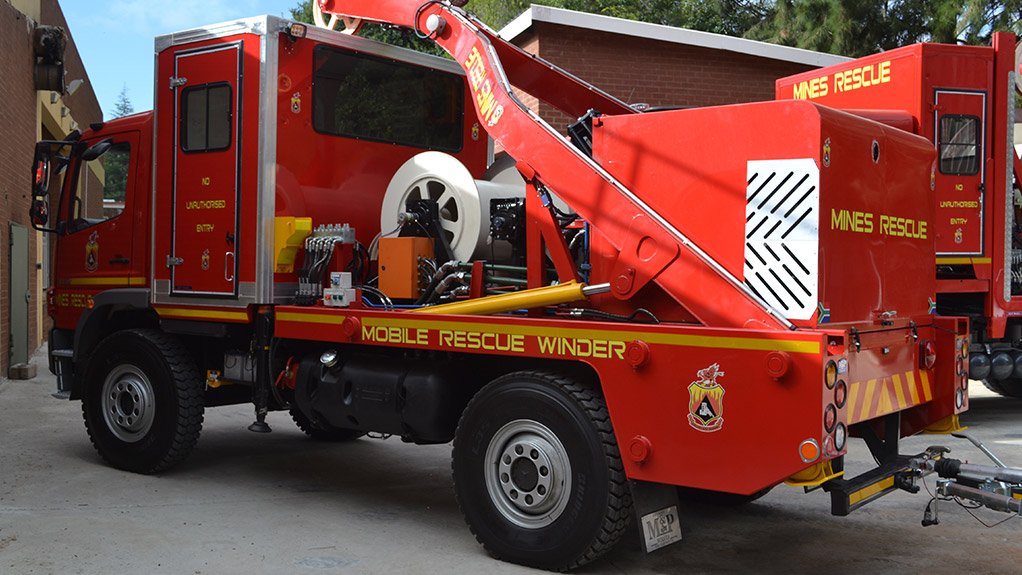 ON STANDBY
Mines Rescue Services South Africa rescue winders and capsule for the rescuing of trapped miners