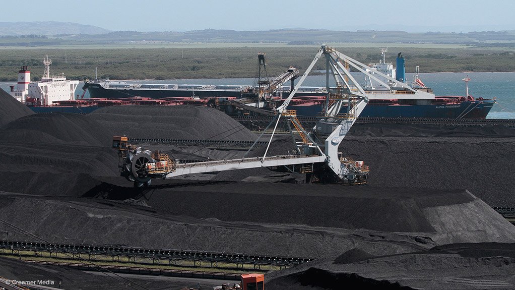 Stockpiled coal at Richards Bay Coal Terminal.