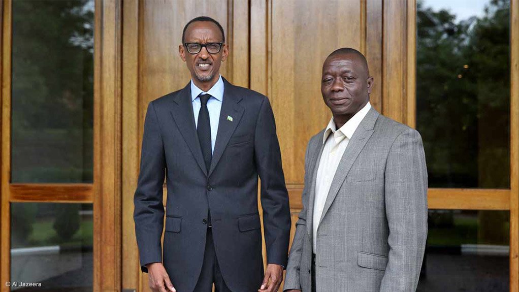 Rwandan president Paul Kagame with journalist Sorious Samura
