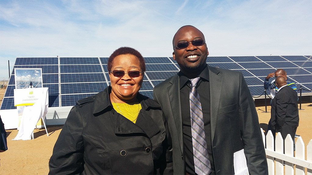 Northern Cape Premier Sylvia Lucas and Science and Technology Deputy Minister Michael Masutha at the opening of the Droogfontein plant