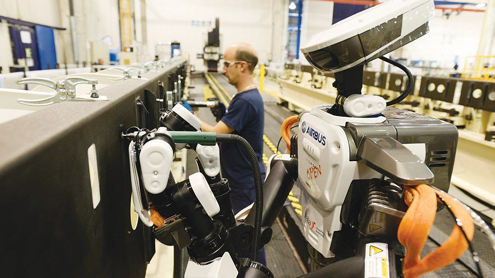 COBOT precursor A prototype Airbus anthropomorphic robot being tested at the company’s Puerto Real plant, in Spain 