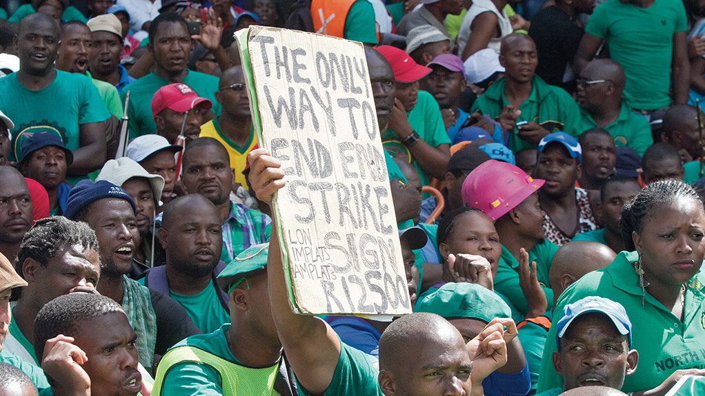 MASSIVE LOSSES The five-month platinum-industry strike for a basic wage of R12 500 left the mineworkers needing a 70% or higher increase in year one to make up for their losses 