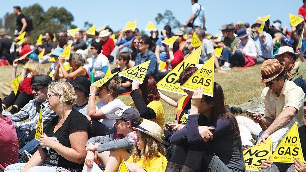 SITTING IN Protestors have been vocal in their disapproval of fracking in Australia 