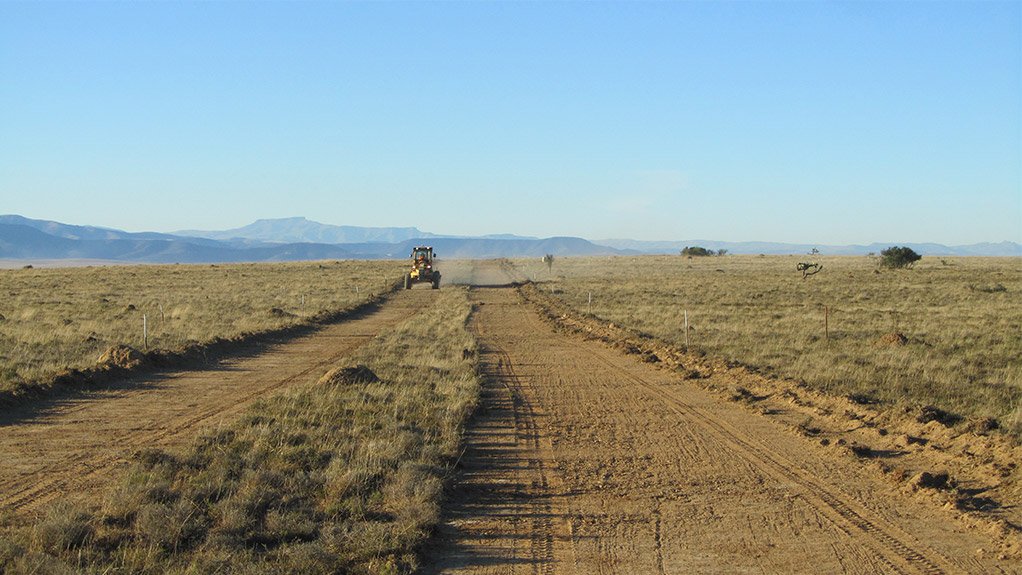 Road construction under way on site in Bedford