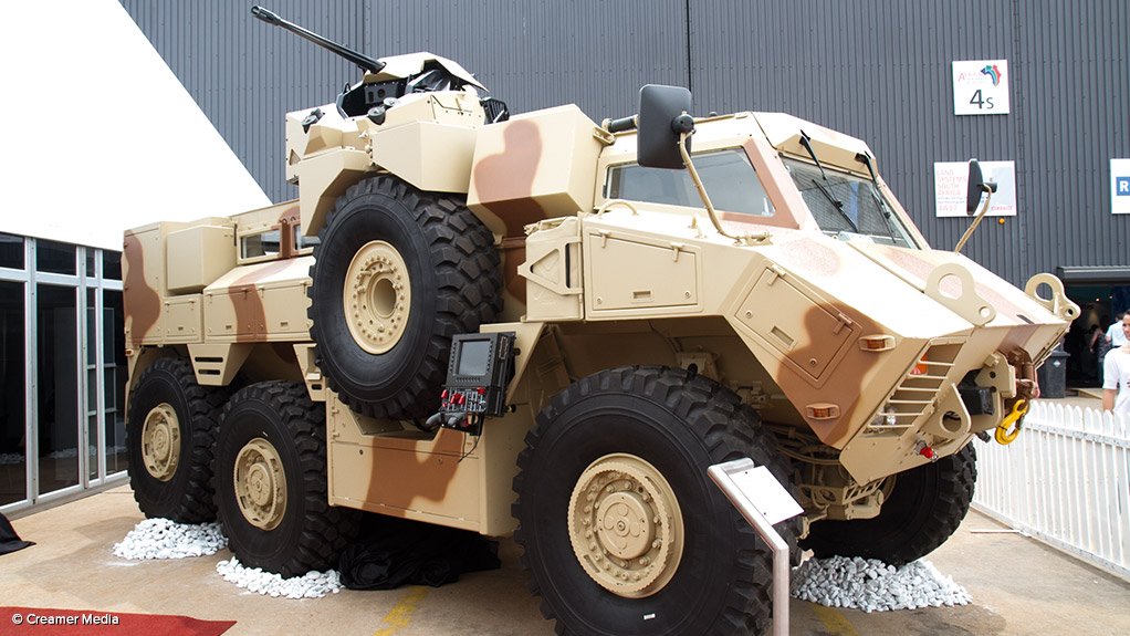 An LSSA OMC 6x6 RG35 armoured and mine protected vehicle, fitted with a LSSA Dynamics TRT gun turret 