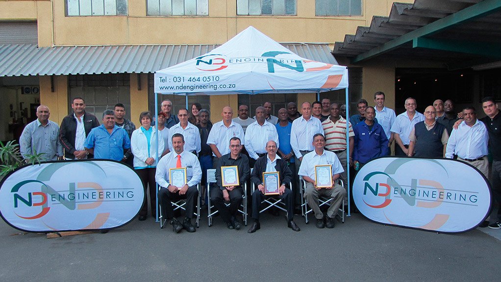 ISO 3834:2005 CERTIFICATION Receiving the certificates (Front row left to right) Mark Ackerman, Sean Blake, Elvis Green and John Creamer 