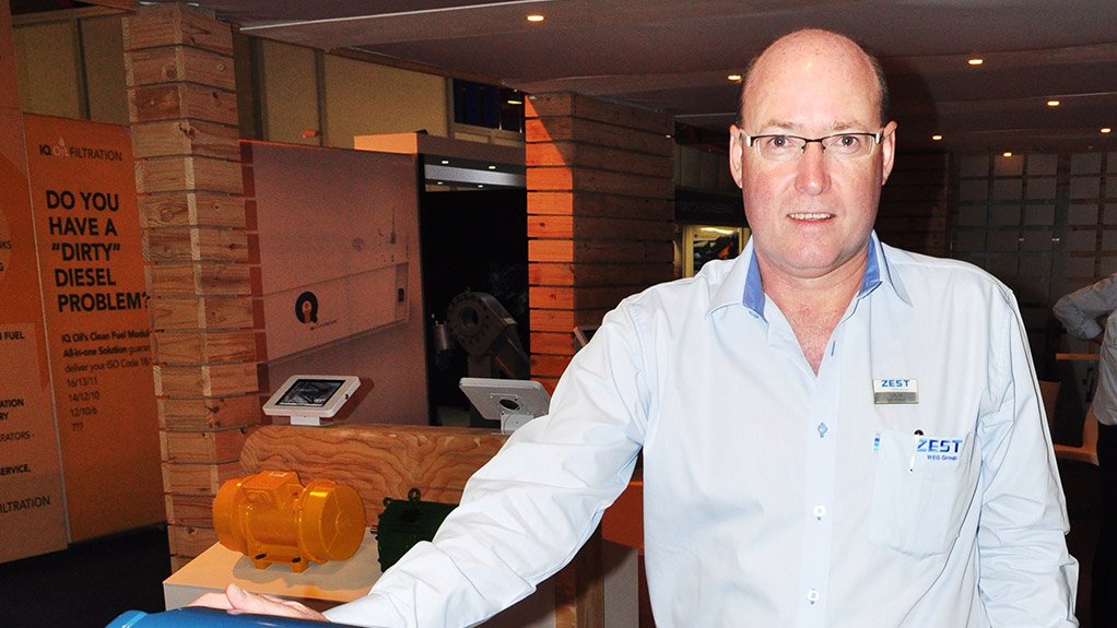 LOUIS MEIRING
Zest WEG's CEO with a new W50 electric motor at Electra Mining Africa 2014