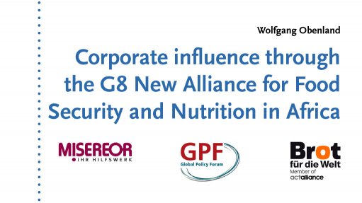 Corporate influence through the G8 New Alliance for Food Security and Nutrition in Africa (October 2014)