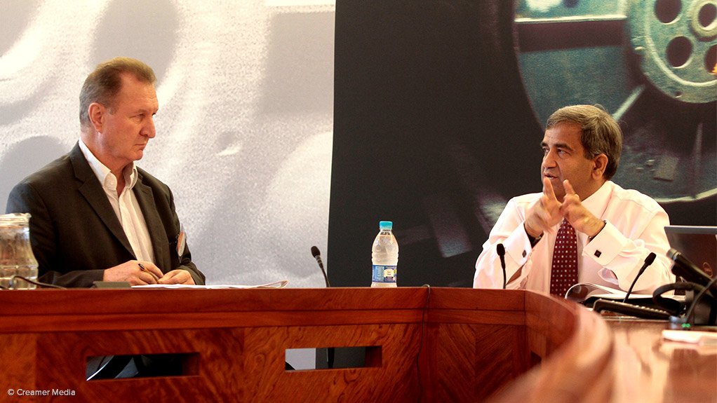 AngloGold CEO Srinivasan Venkatakrishnan (right) and Martin Creamer