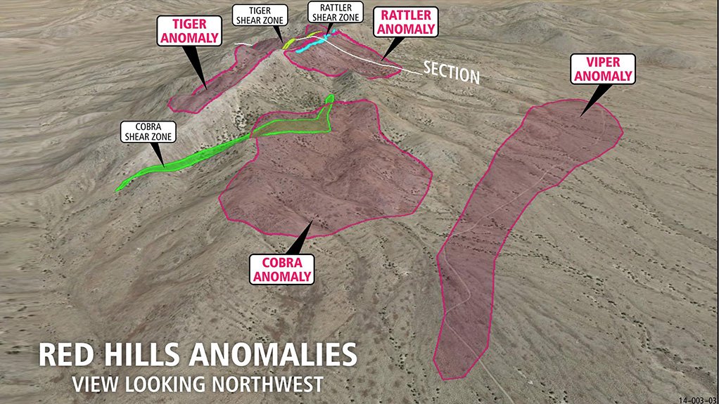 BIG POTENTIAL The four Carlin anomolies found are spread over an area of about 20km² on the eastern margin of Nevada 