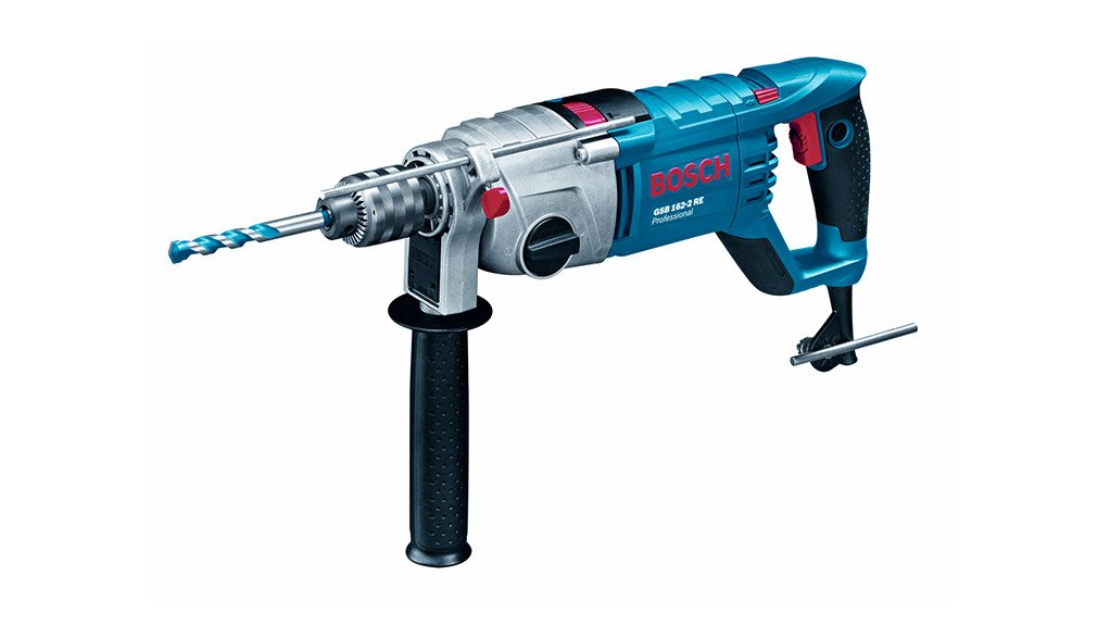 ENSURING USER SAFETY Bosch's new impact drill features an anti-rotation overload clutch and restart protection, which prevents the tool from automatically restarting after a power cut