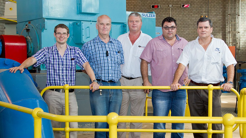 CLEAN WATER
Members of the project team, from left, Edzard Verseput, Stuart Fergusson, Simon Atkins, Kiewiet and Kevin McRae who will manage the phase two expansion of the Nooitgedagt water treatments works for the Nelson Mandela Bay Municipality
