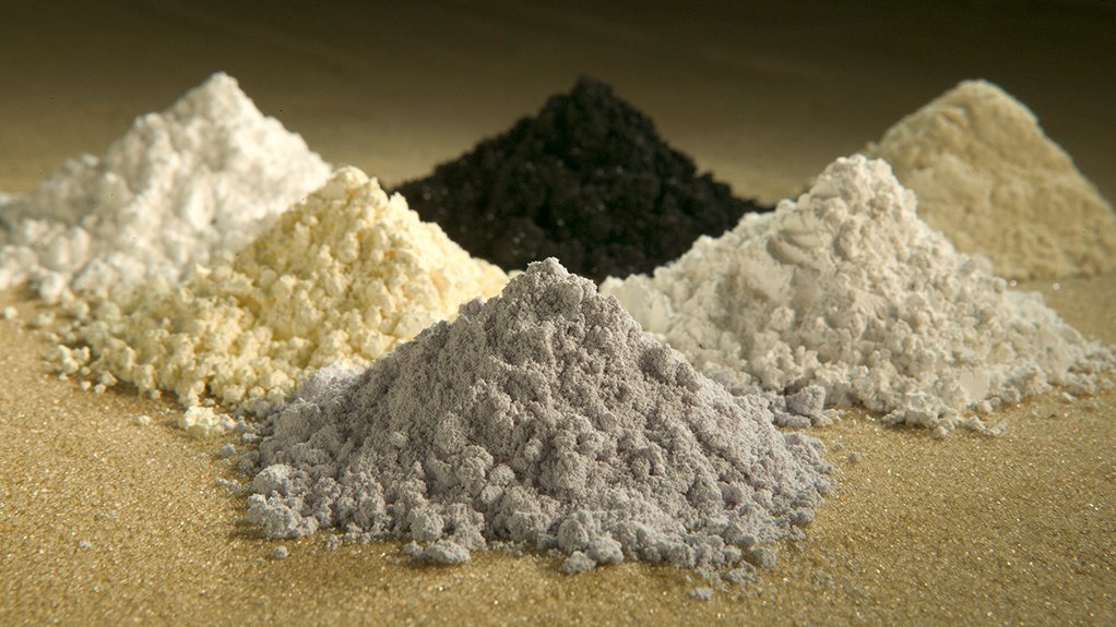 MATTER OF CONCERN Rare-earth oxides – clockwise from top centre: praseodymium, cerium, lanthanum, neodymium, samarium and gadolinium
