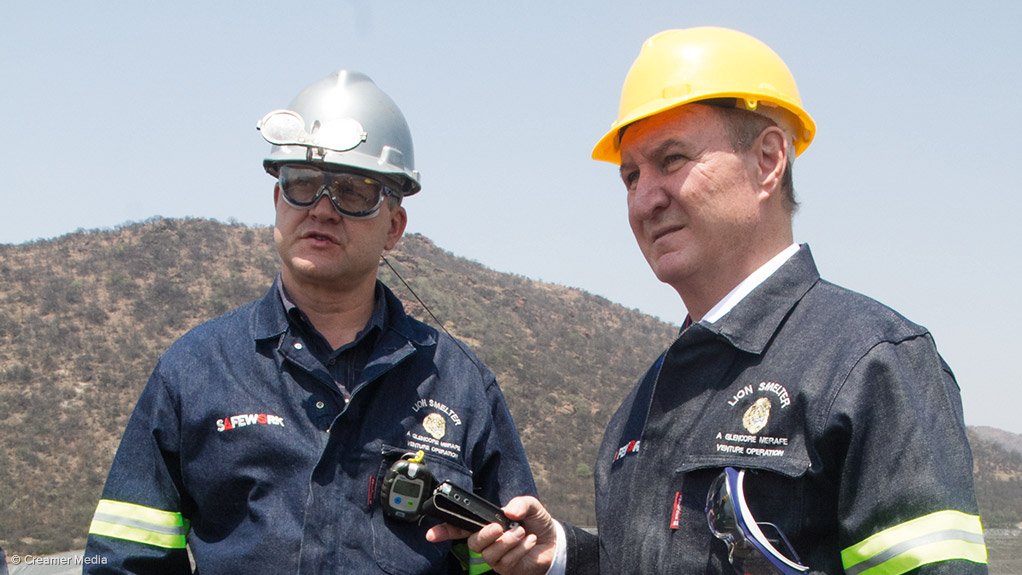 Glencore Lion Smelter GM Andre van Zyl (left) on site with Martin Creamer