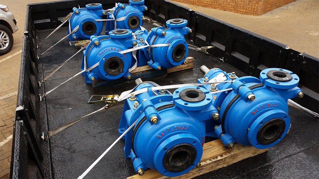 IMPROVED PERFORMANCE Among other interventions, Pump and Abrasion Technologies replaced the metal-lined 6x4 Quick Release pumps used at the mine with similarly sized Battlemax International Series polyurethane-lined pumps
