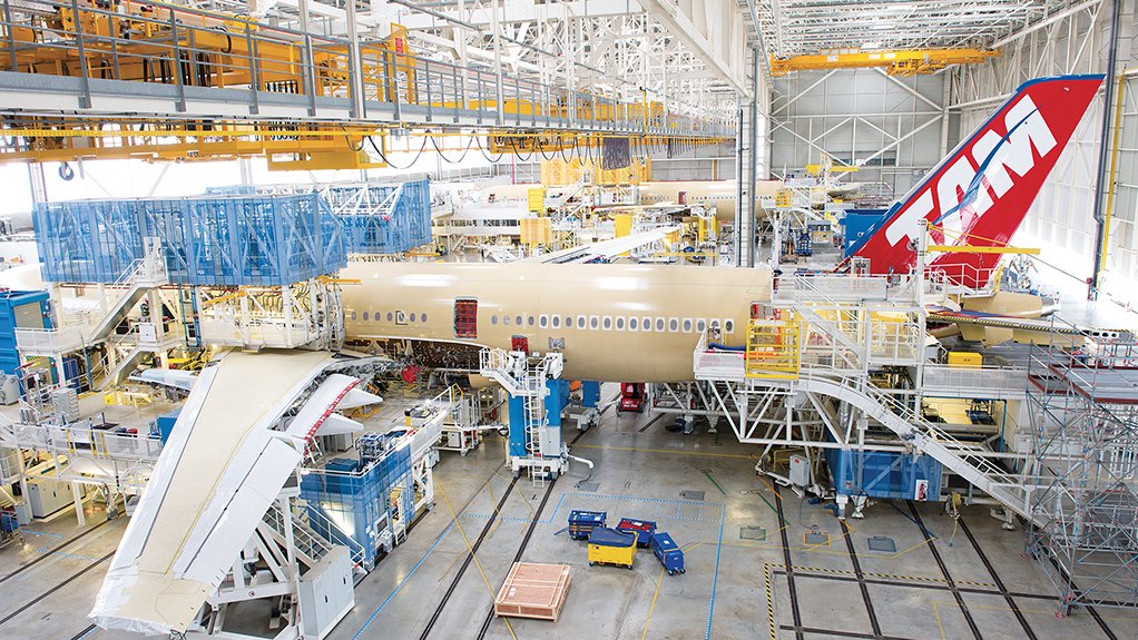  	RAMPING UP An A350-900 for Brazilian operator TAM on the final assembly line in Toulouse, with another A350 being assembled in the background