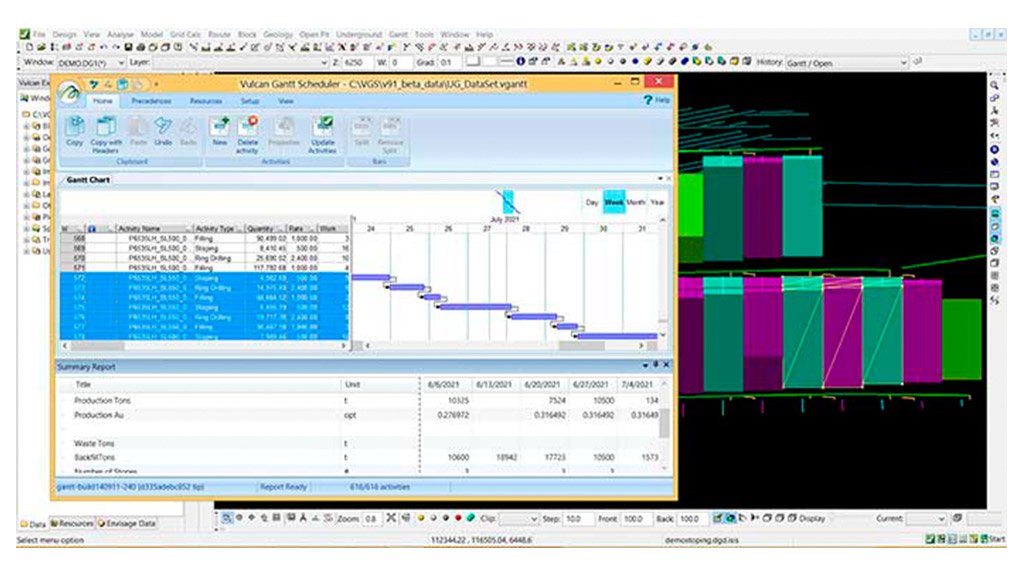 MAPTEK VULCAN GANTT SCHEDULER
Maptek launched an extension of the existing modelling techniques and optimisation in the Gantt Scheduler tool