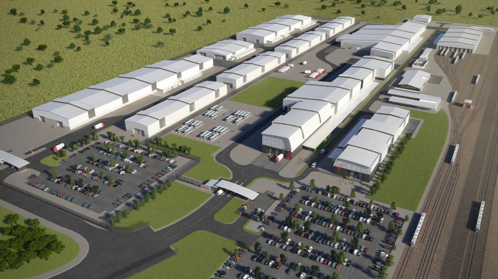 A 3D rendering of Gibela's R1-billion Dunnottar facility