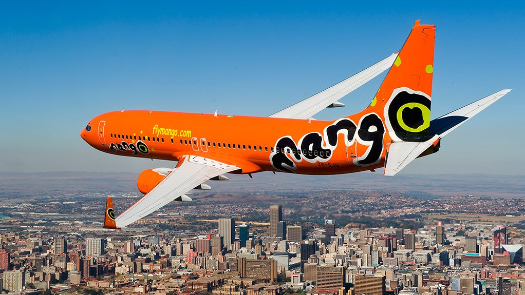 A Mango airliner over Johannesburg