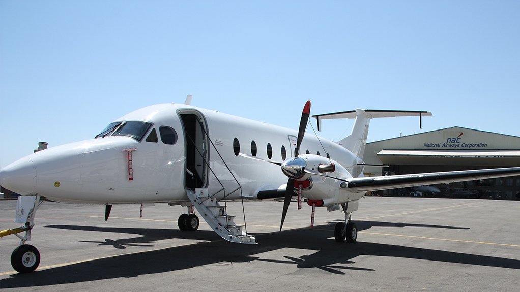 WORKHORSE The Beechcraft 1900 is often used for missions to mining sites with unpaved runways. This example belongs to National Airways Corporation