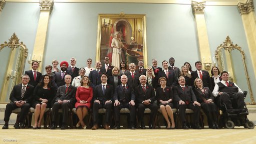 Canada's new Liberal Cabinet, led by PM Justin Truedeau.