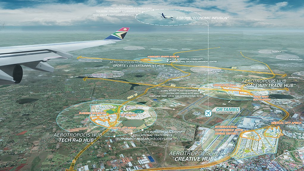 AEROTROPOLIS OVERVIEW Ekurhuleni aims to use the airport as a centre piece for the development of industrial and commercial nodes