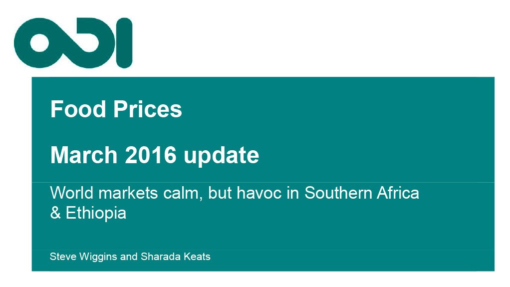 Food prices: March 2016 update