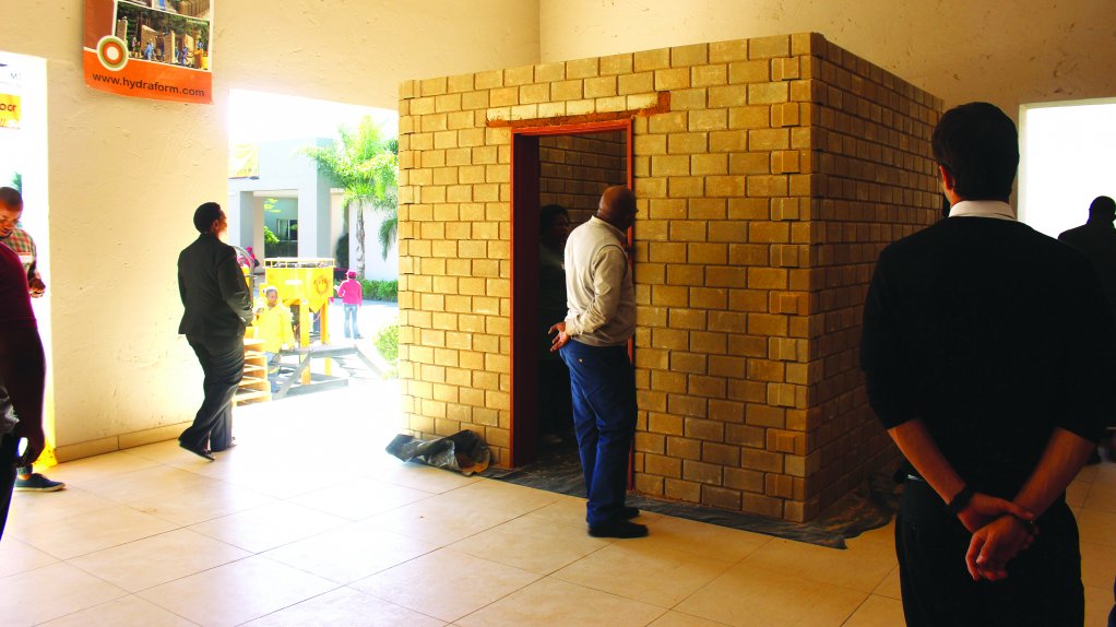 ROME BUILT IN A DAY Hydraform employees completed an interlocking brick structure to demonstrate how quick and easy the construction process could be