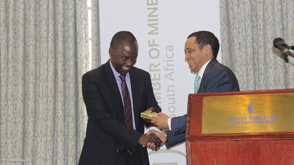 Mineral Resources Minister Mosebenzi Zwane and Chamber of Mines president Mike Teke

